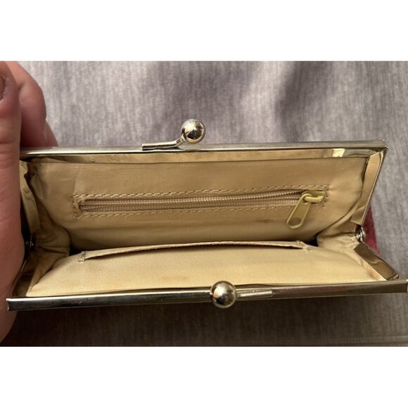 Vintage Clutch Wallet Women's Crocodile Texture Pink Accordion Style Flat Wallet - Picture 5 of 6